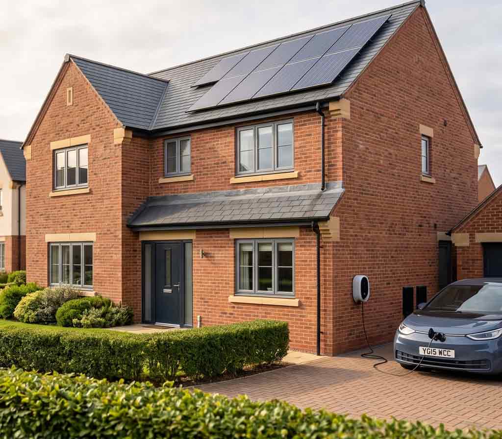 Home with solar panels suited for EcoFlow PowerOcean installation